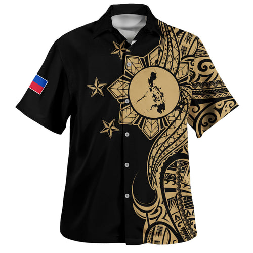 Philippines Filipinos Hawaiian Shirt Flag Sun Map Tribal Fusion Style
