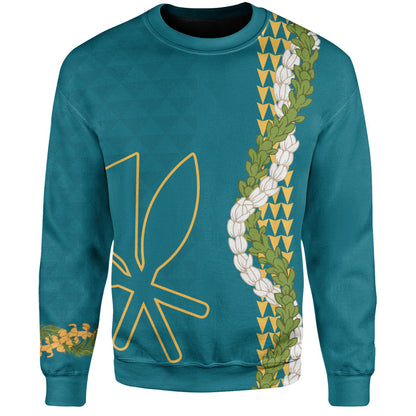 Hawaii Sweatshirt Kanaka Maoli Puakenikeni Maile Flower Lei