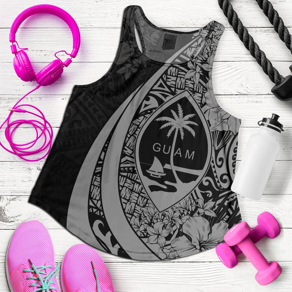 Guam Women Tank Custom Hibiscus Flower Symbols Style