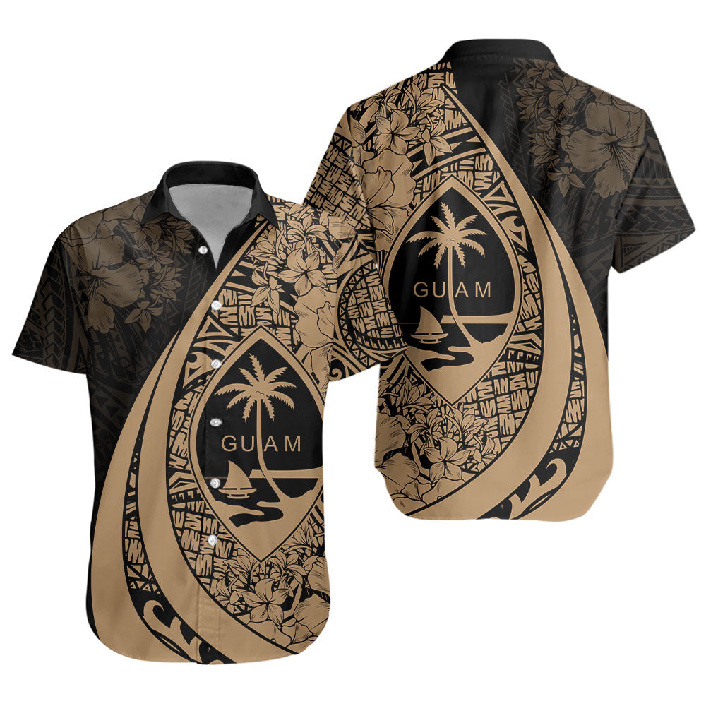 Guam Short Sleeve Shirt Custom Hibiscus Flower Symbols Style