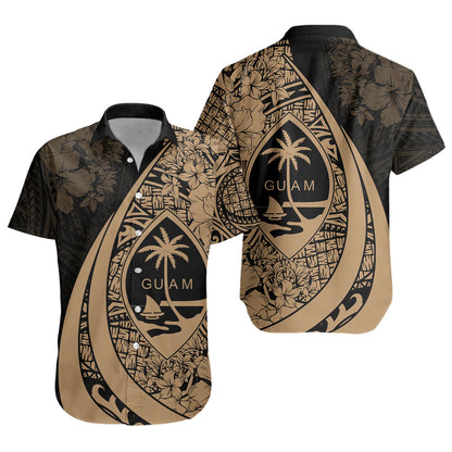 Guam Short Sleeve Shirt Custom Hibiscus Flower Symbols Style