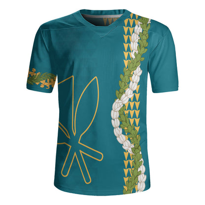 Hawaii Rugby Jersey Kanaka Maoli Puakenikeni Maile Flower Lei