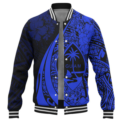 Guam Baseball Jacket Custom Hibiscus Flower Symbols Style