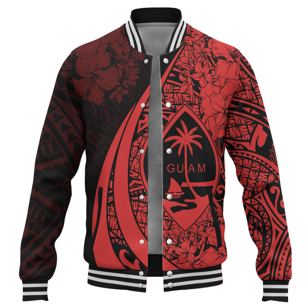 Guam Baseball Jacket Custom Hibiscus Flower Symbols Style