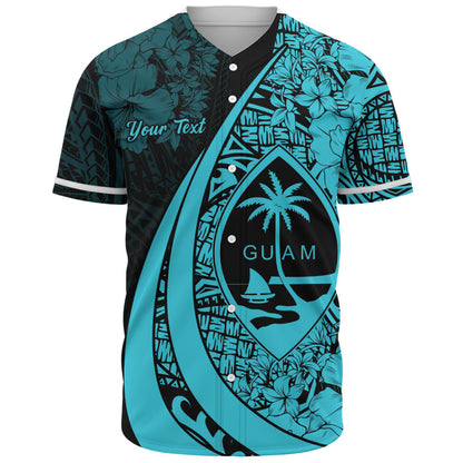 Guam Baseball Shirt Custom Hibiscus Flower Symbols Style