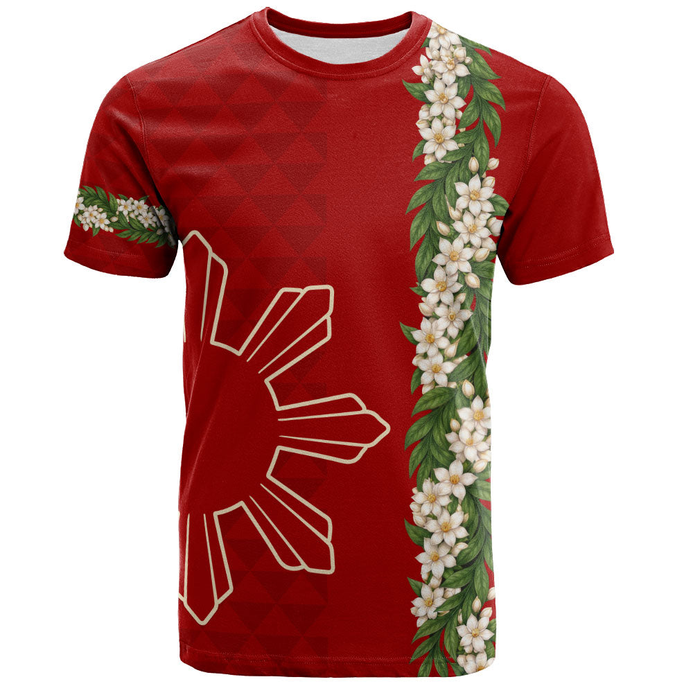 Philippines Filipinos T-Shirt Sampaguita Flower Sun Pattern Island Style