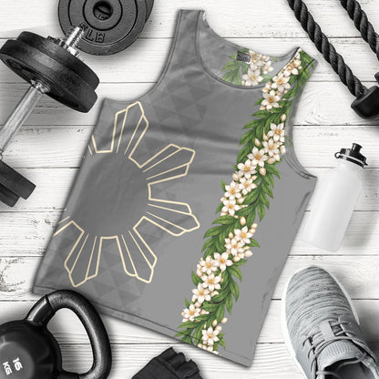 Philippines Filipinos Tank Top Sampaguita Flower Sun Pattern Island Style