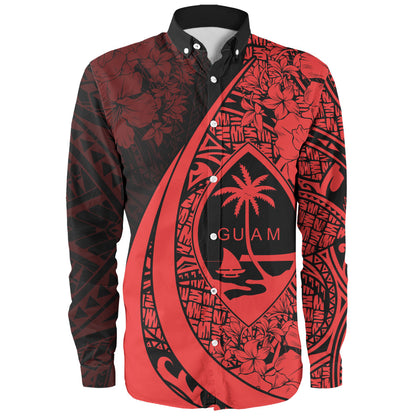 Guam Long Sleeve Shirt Custom Hibiscus Flower Symbols Style
