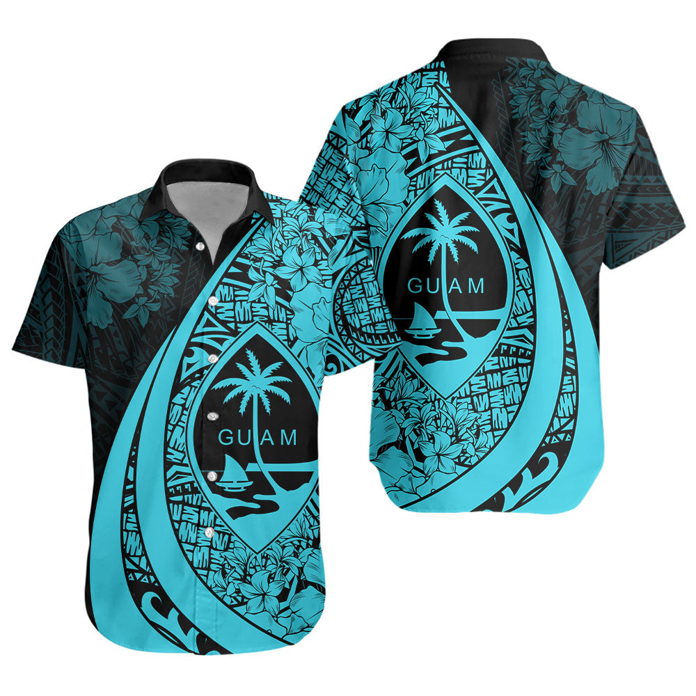 Guam Short Sleeve Shirt Custom Hibiscus Flower Symbols Style