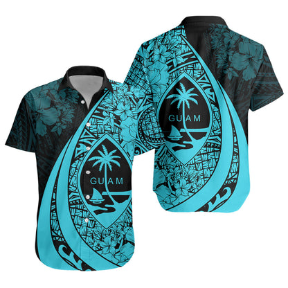 Guam Short Sleeve Shirt Custom Hibiscus Flower Symbols Style