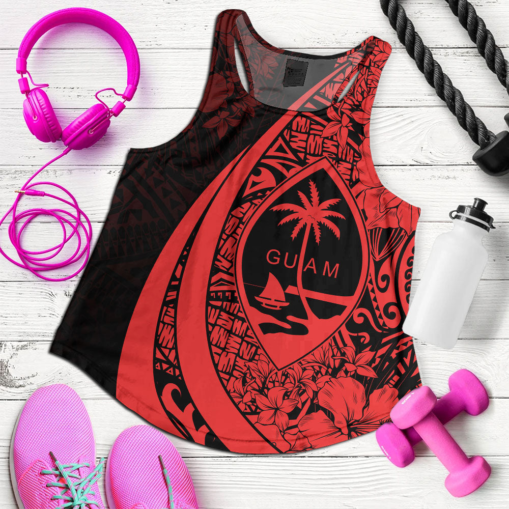 Guam Women Tank Custom Hibiscus Flower Symbols Style
