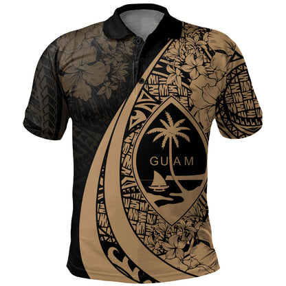 Guam Polo Shirt Custom Hibiscus Flower Symbols Style