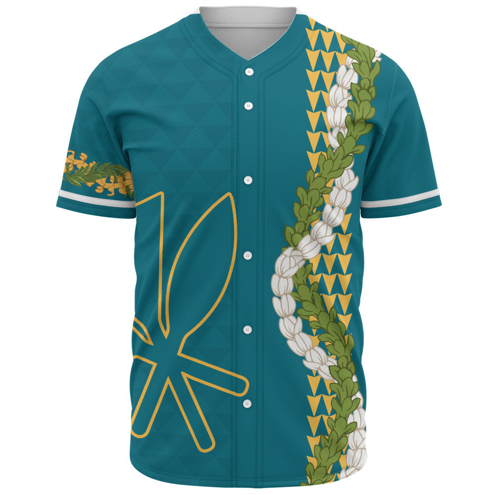Hawaii Baseball Shirt Kanaka Maoli Puakenikeni Maile Flower Lei
