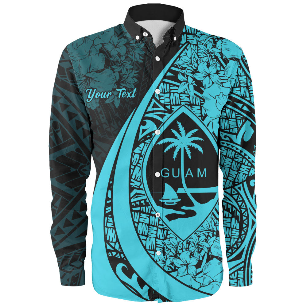 Guam Long Sleeve Shirt Custom Hibiscus Flower Symbols Style