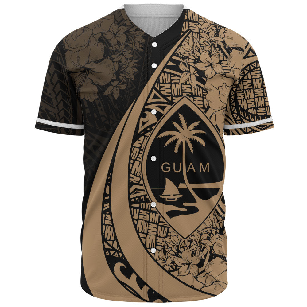 Guam Baseball Shirt Custom Hibiscus Flower Symbols Style