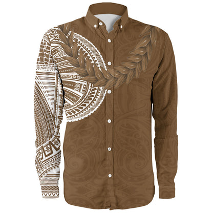 Samoa Long Sleeve Shirt Tattoo Roman Reigns With Ula Fala Style Brown