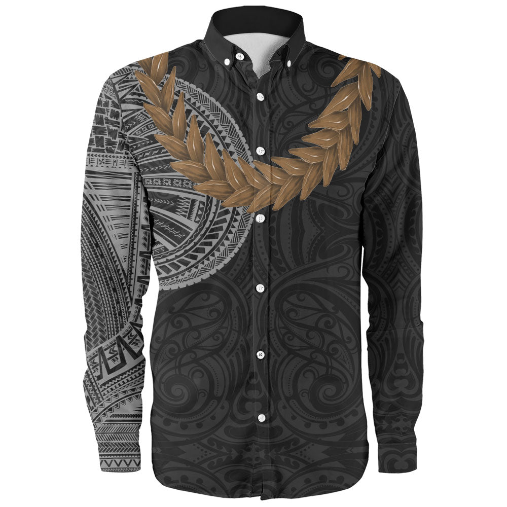Samoa Long Sleeve Shirt Tattoo Roman Reigns With Ula Fala Style Brown