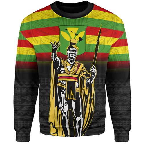 Hawaii Sweatshirt King Kamehameha Flag Kanaka Maoli Tribal Tattoo
