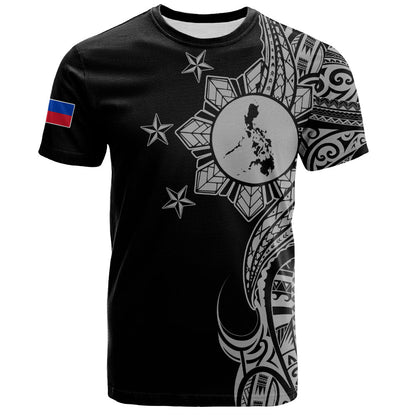 Philippines Filipinos T-Shirt Flag Sun Map Tribal Fusion Style