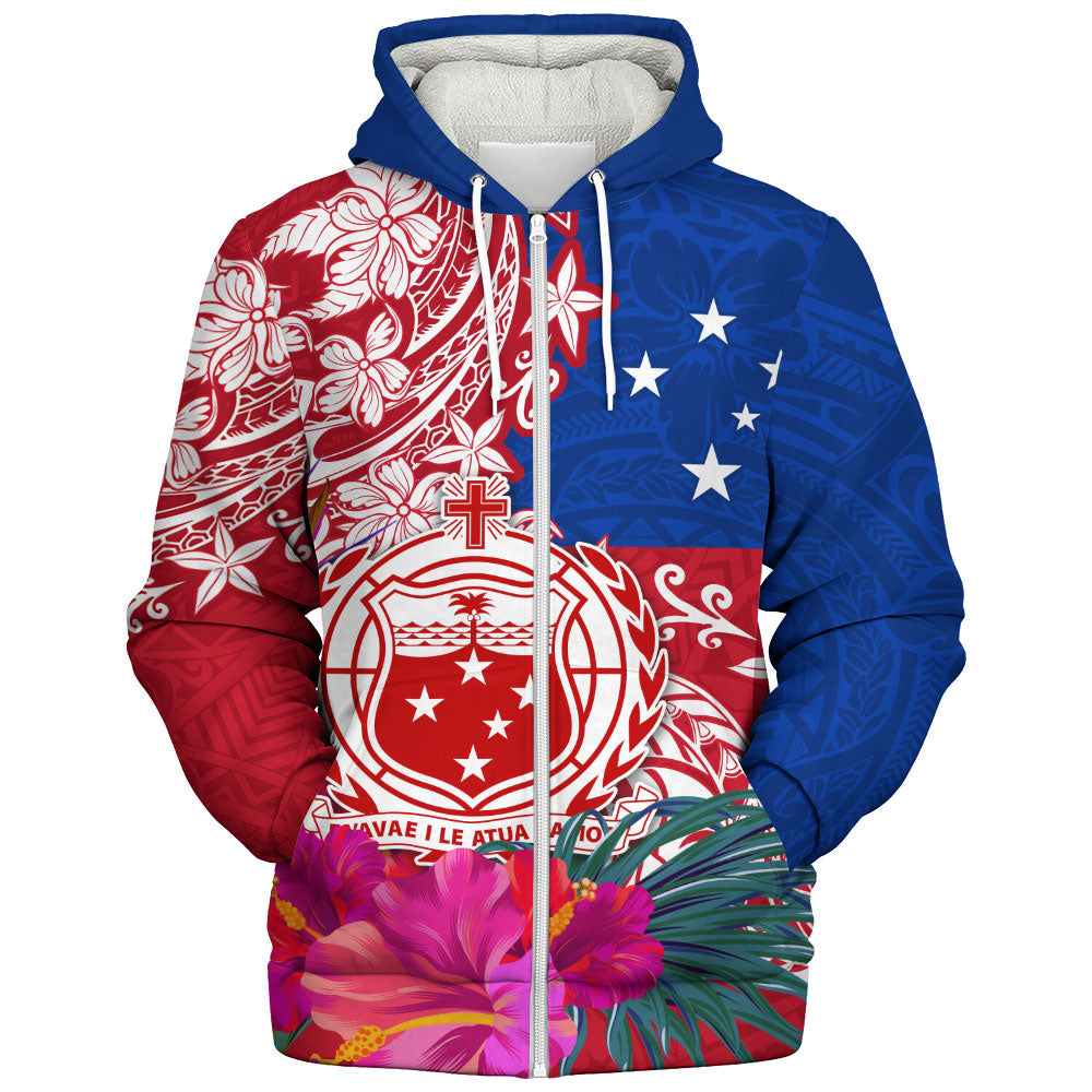 Samoa Sherpa Hoodie Flag Tribal Tropical Style