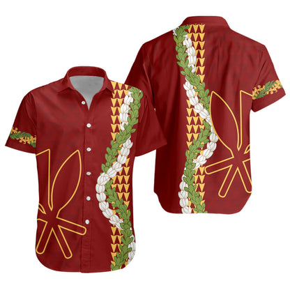 Hawaii Short Sleeve Shirt Kanaka Maoli Puakenikeni Maile Flower Lei