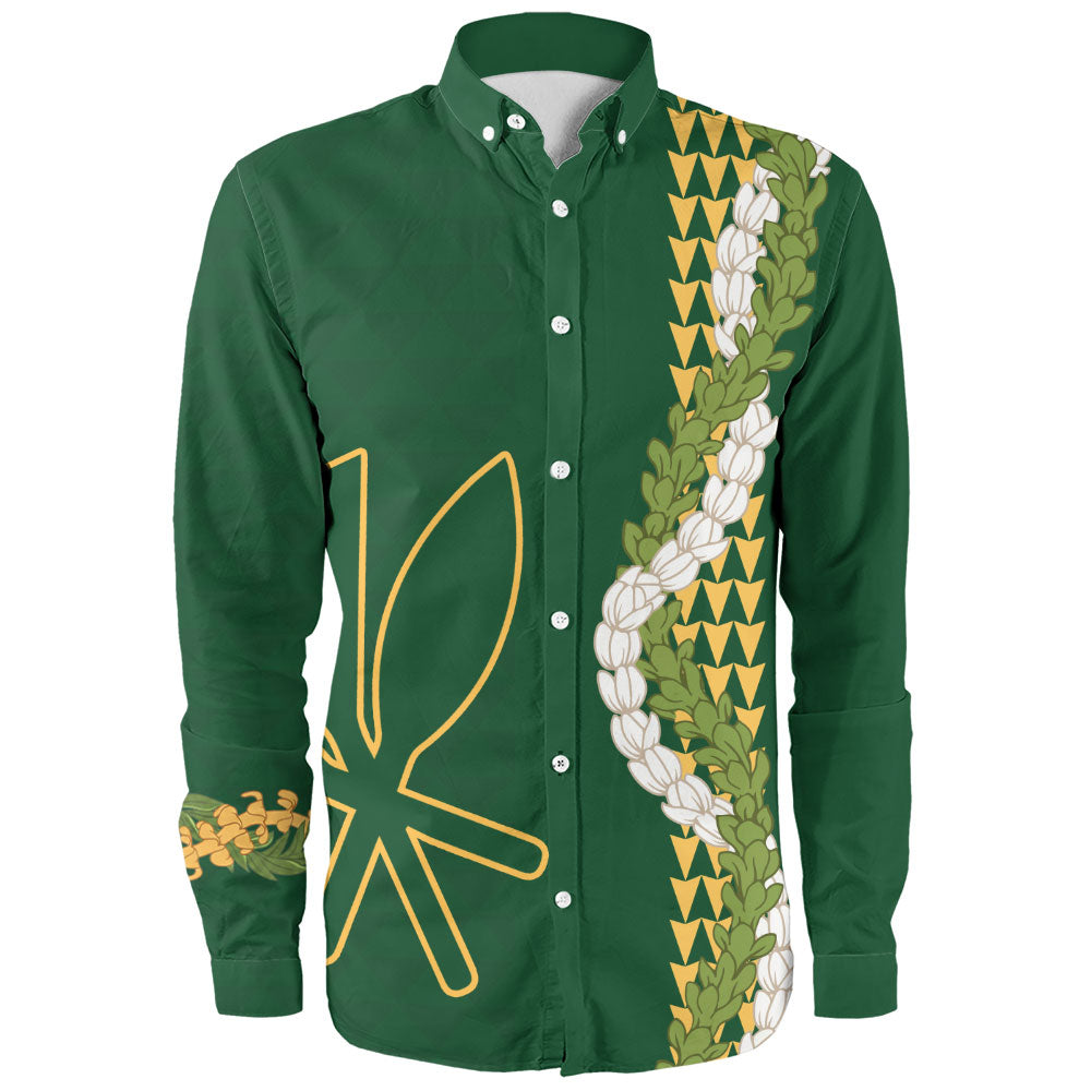 Hawaii Long Sleeve Shirt Kanaka Maoli Puakenikeni Maile Flower Lei