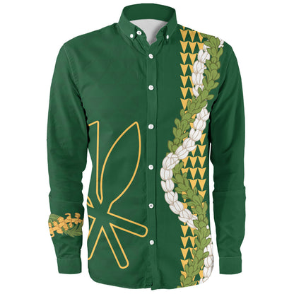 Hawaii Long Sleeve Shirt Kanaka Maoli Puakenikeni Maile Flower Lei