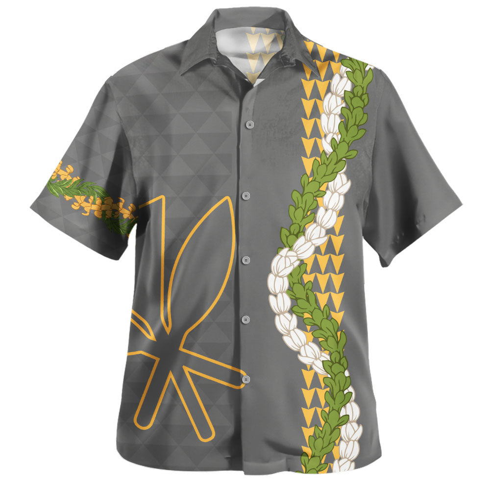 Hawaii Hawaiian Shirt Kanaka Maoli Puakenikeni Maile Flower Lei