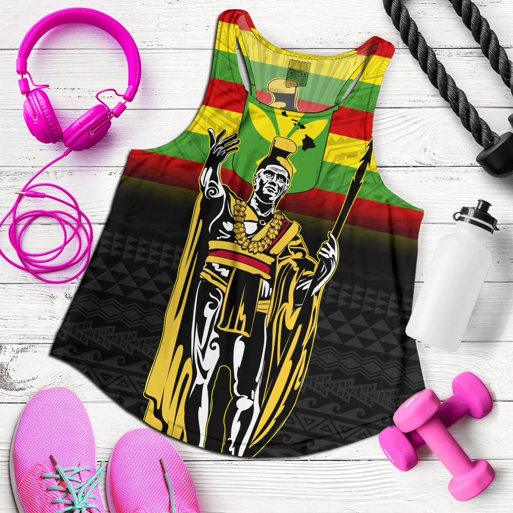 Hawaii Women Tank King Kamehameha Flag Kanaka Maoli Tribal Tattoo