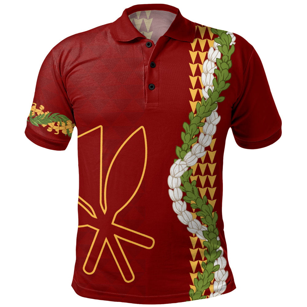 Hawaii Polo Shirt Kanaka Maoli Puakenikeni Maile Flower Lei