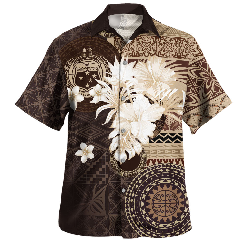 Samoa Hawaiian Shirt Siapo Motif Print Fabric
