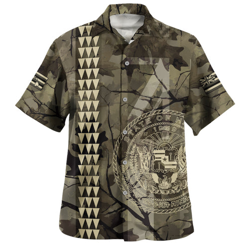 Hawaii Hawaiian Shirt Tribal Kakau Camouflage Green