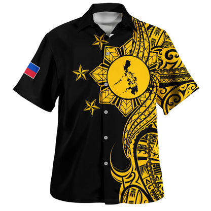 Philippines Filipinos Hawaiian Shirt Flag Sun Map Tribal Fusion Style