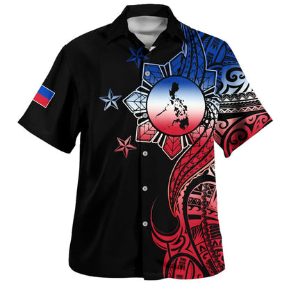 Philippines Filipinos Hawaiian Shirt Flag Sun Map Tribal Fusion Style