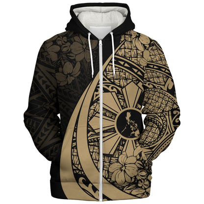 Philippines Filipinos Sherpa Hoodie Custom National Sampaguita Flower Symbols Style