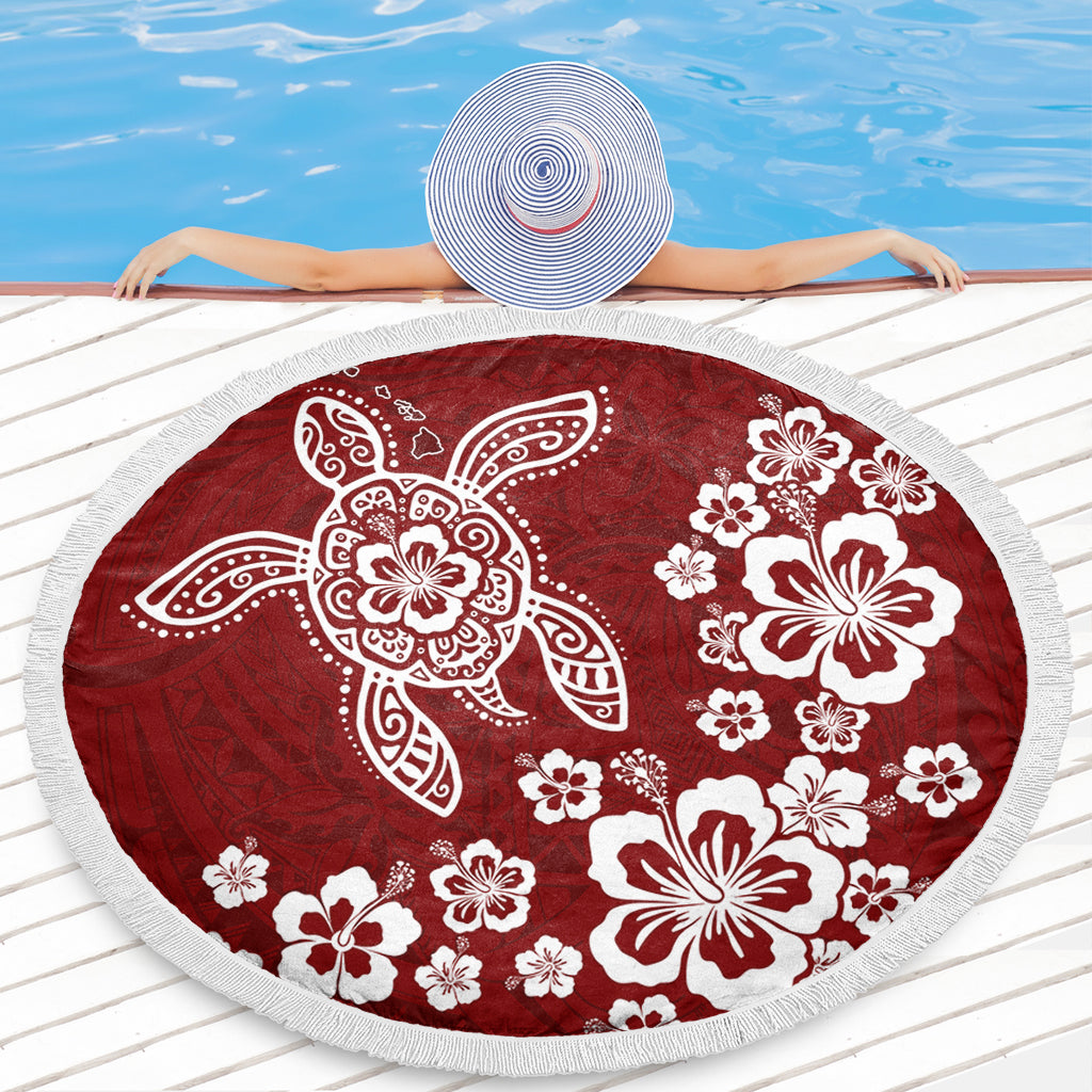 Hawaii Beach Blanket Tribal Hibiscus Flower Graphic Turtle Tatoo
