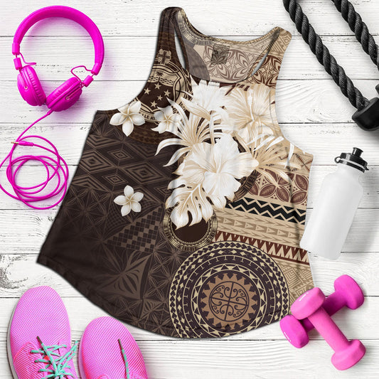 Samoa Women Tank Siapo Motif Print Fabric