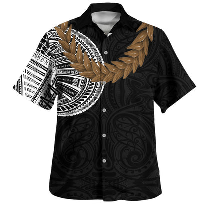 Samoa Hawaiian Shirt Tattoo Roman Reigns With Ula Fala Style Brown