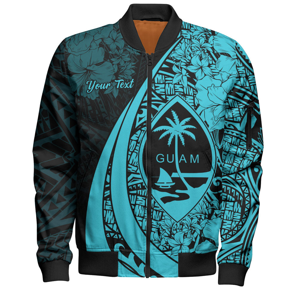 Guam Bomber Jacket Custom Hibiscus Flower Symbols Style