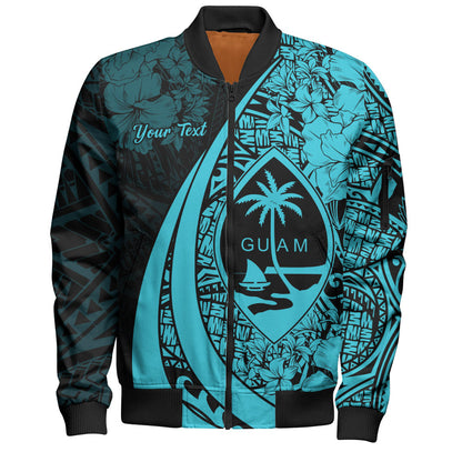 Guam Bomber Jacket Custom Hibiscus Flower Symbols Style