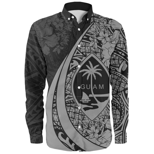 Guam Long Sleeve Shirt Custom Hibiscus Flower Symbols Style