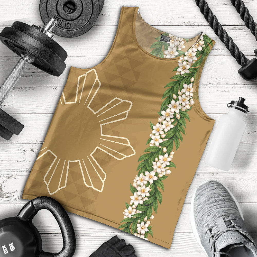 Philippines Filipinos Tank Top Sampaguita Flower Sun Pattern Island Style
