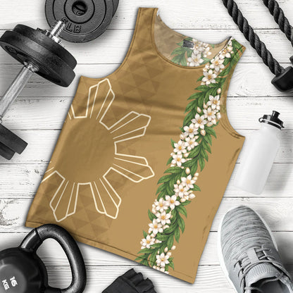 Philippines Filipinos Tank Top Sampaguita Flower Sun Pattern Island Style