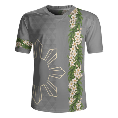 Philippines Filipinos Rugby Jersey Sampaguita Flower Sun Pattern Island Style