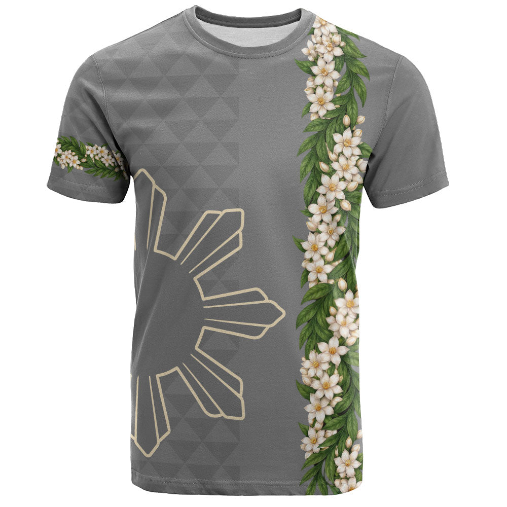 Philippines Filipinos T-Shirt Sampaguita Flower Sun Pattern Island Style