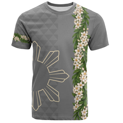 Philippines Filipinos T-Shirt Sampaguita Flower Sun Pattern Island Style