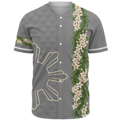 Philippines Filipinos Baseball Shirt Sampaguita Flower Sun Pattern Island Style