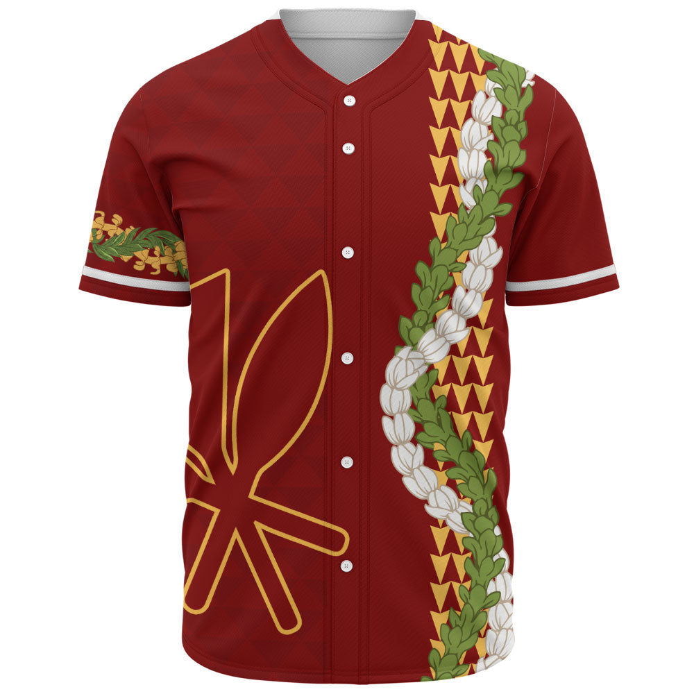 Hawaii Baseball Shirt Kanaka Maoli Puakenikeni Maile Flower Lei
