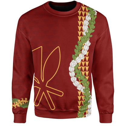 Hawaii Sweatshirt Kanaka Maoli Puakenikeni Maile Flower Lei