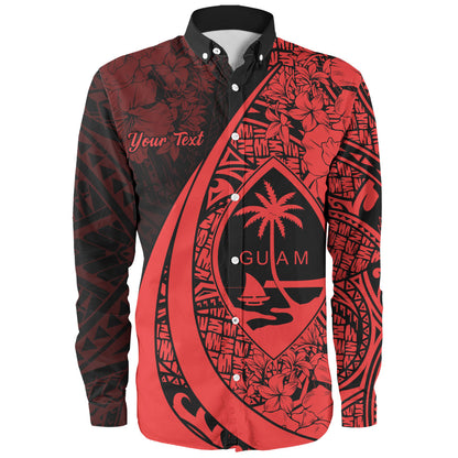 Guam Long Sleeve Shirt Custom Hibiscus Flower Symbols Style